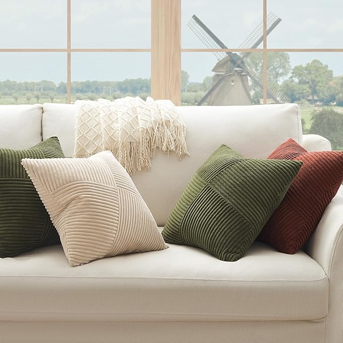 Topfinel 12x12 Inch Olive Green Decorative Throw Pillow Covers Set of 2 - Image 4