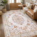 Tangsoo Washable Area Rugs 4x6 Non Slip, Boho Vintage Beige Neutral 4 x 6 Throw by Tangsoo