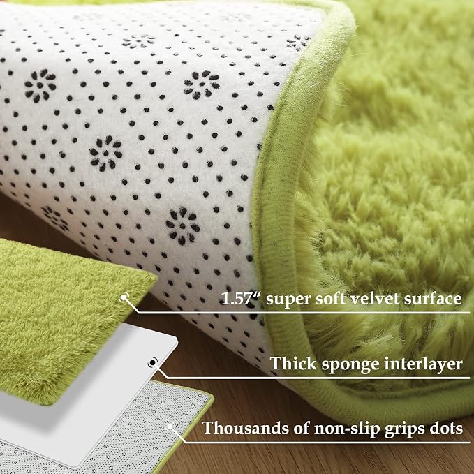 Merelax Fluffy Shaggy Small Area Rug, Mini Fuzzy Plush Throw Rug, Soft Non-Slip - Image 4