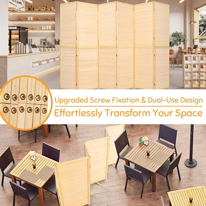 Bamboo Room Divider Folding Privacy Screens, Wall Divider - Image 7