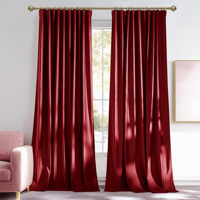 NICETOWN Red Thermal Insulated Floor to Ceiling Velvet Curtains 120 inch Long 2 by NICETOWN