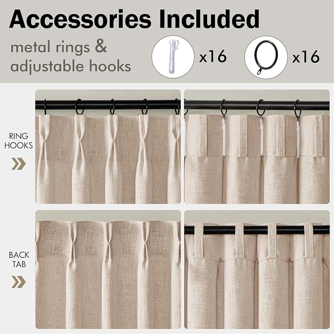 MIULEE Pinch Pleated Thick Linen Curtains 90 Inches Long 2 Panels - Image 8
