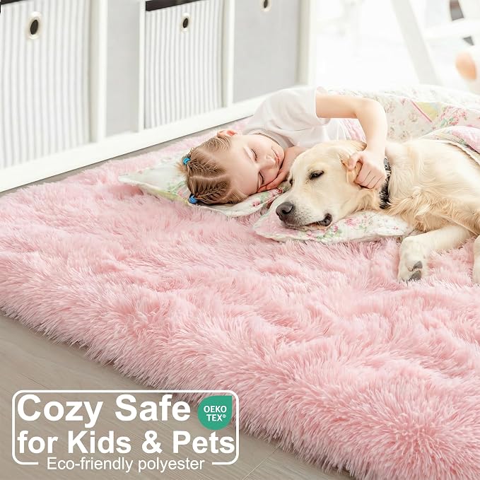 Pink Area Rugs for Bedroom Living Room, 5x8 Aesthetic Room Decor for Teen Girls - Image 2