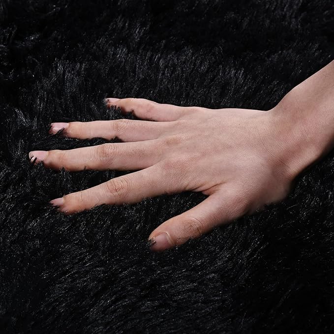 Black Runner Rug for Bedroom Hallways, 2x6 Fluffy Throw Area Rugs Non Slip for - Image 4