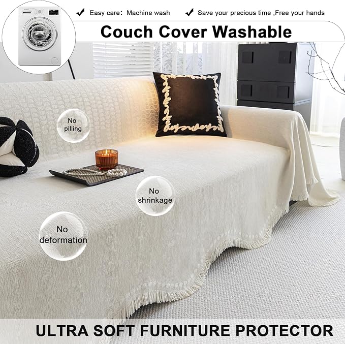 ROOMLIFE Boho White Couch Cover - Image 6