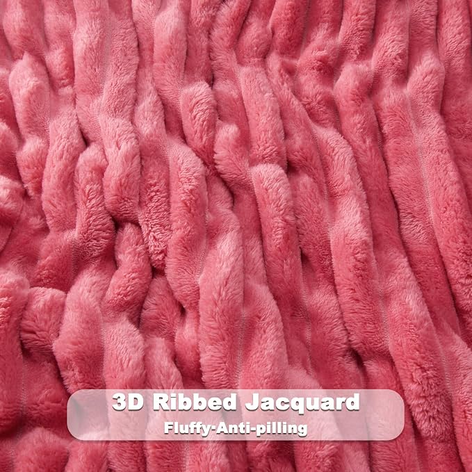 NEWCOSPLAY Super Soft Throw Blanket Coral Pink Premium Silky Flannel Fleece 3D - Image 5