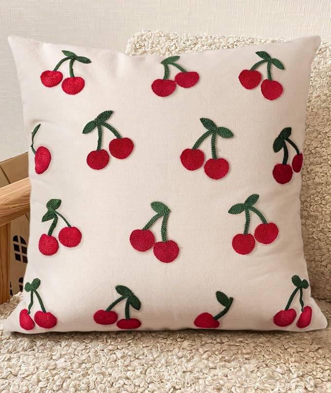 Embroidered Throw Pillow Cover 18x18 Inch by Kokaaee