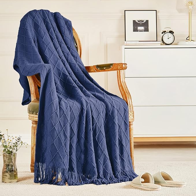 inhand Navy Blue Throw Blanket for Couch and Bed, Soft Living Room Home Decor by inhand