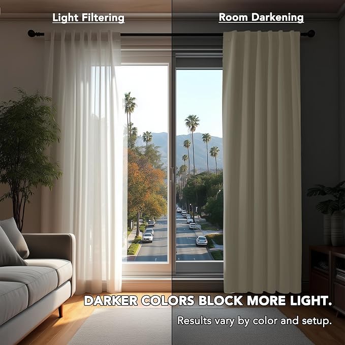 Deconovo Blackout Curtains, Thermal Insulated, W42 x L54 2 Panels, Back Tab - Image 3