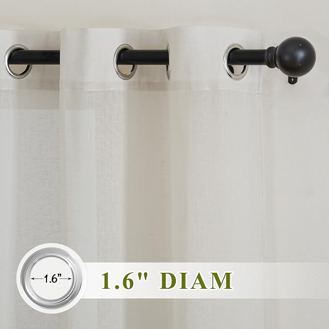 NICETOWN Flax Linen Semi Sheer Curtains - Image 2
