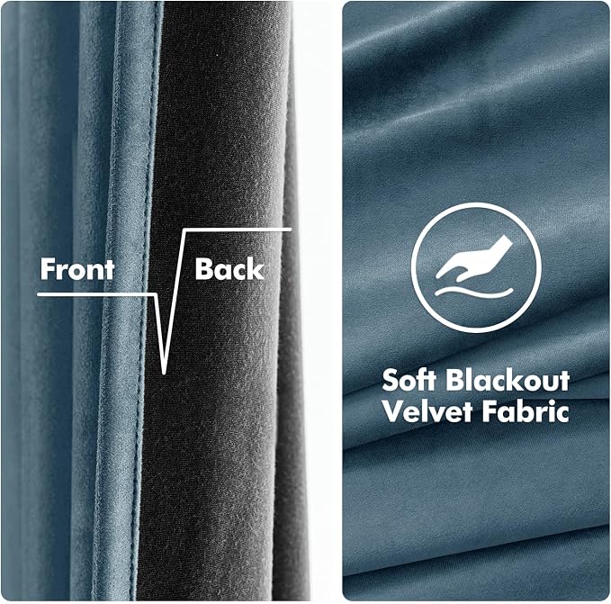 MIULEE Elegant Velvet Curtains Dark Slate Grommet Curtain Thermal Insulated - Image 3