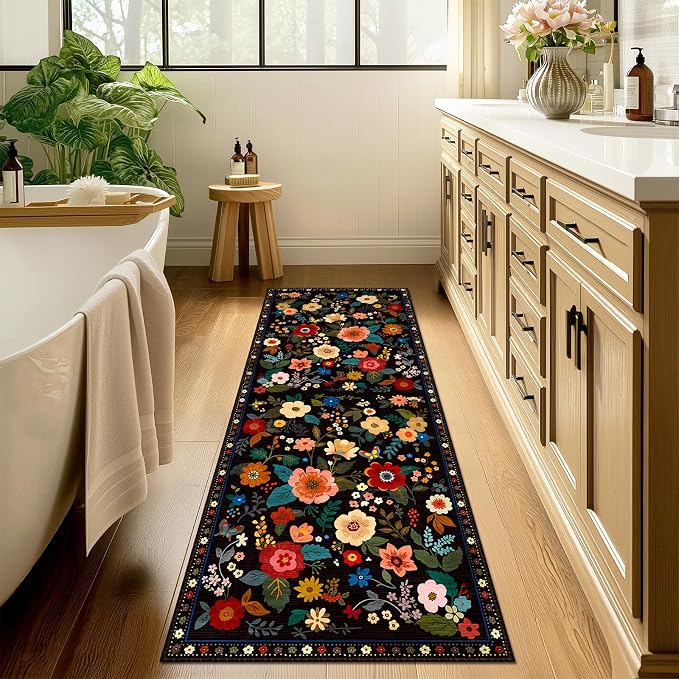 RELEANY Floral Nursery 2x6 Area Rugs Washable Print Boho Cute Carpet Non Slip - Image 8
