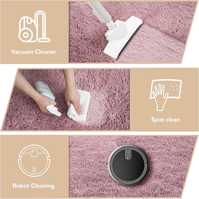 Shag Area Rug for Bedroom 3x5, Blush Fluffy Area Rugs for Living Room, Soft - Image 5