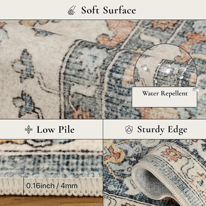 GENIMO 5x7 Area Rugs for Living Room, Machine Washable Non Slip Rugs, Low Pile - Image 7