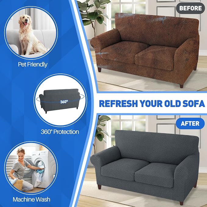MAXIJIN 3 Piece Jacquard Couch Covers - Image 5