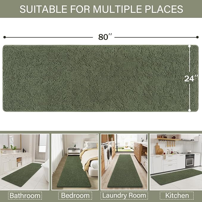 LOCHAS Luxury Bathroom Rug Shaggy Bath Mat 24 x 80 Inch, Washable Non Slip Bath - Image 2
