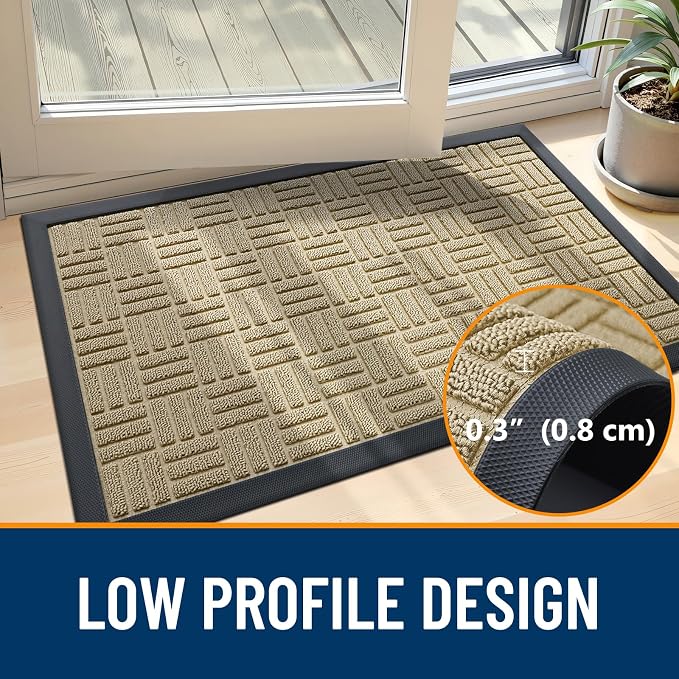 OLANLY Front Door Mat Outside Entrance 35x23, Heavy Duty Sturdy Natural Rubber - Image 5