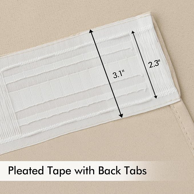 MIULEE Back Tab Cream Beige Curtains 84 Inch Length 2 Panels Set - Image 4