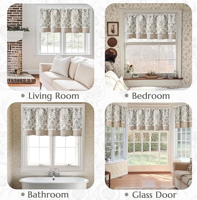 jinchan Linen Valance Kitchen Curtain - Image 7