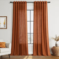 Nanspring Rust Linen Curtains 102 Inches Long by Nanspring