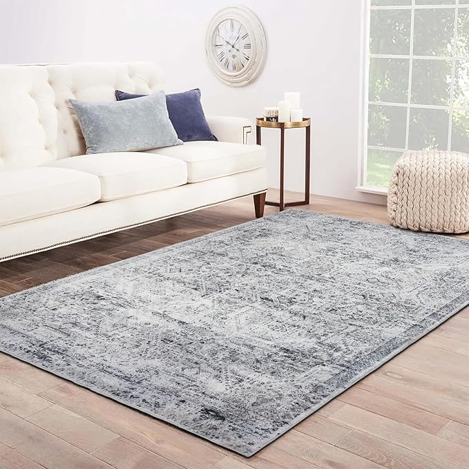 Area Rug 5×7, Vintage Boho Rug, Ultra-Soft Low Pile, Non Slip, Stain Resistant by DomitapisRug