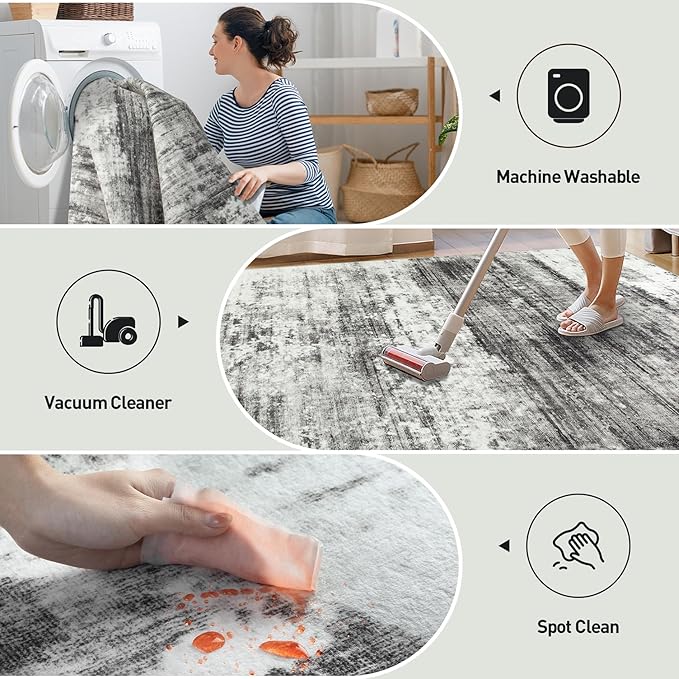 5x7 Area Rugs Washable Rug: Modern Abstract Living Room Rug Soft Anti-Skid Thin - Image 4