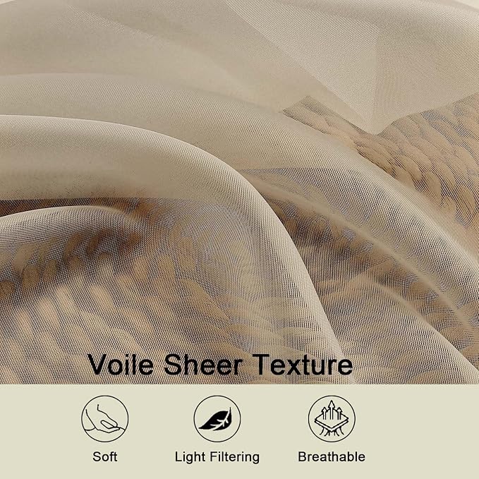 Extra Long Sheer Taupe Curtains - Image 3