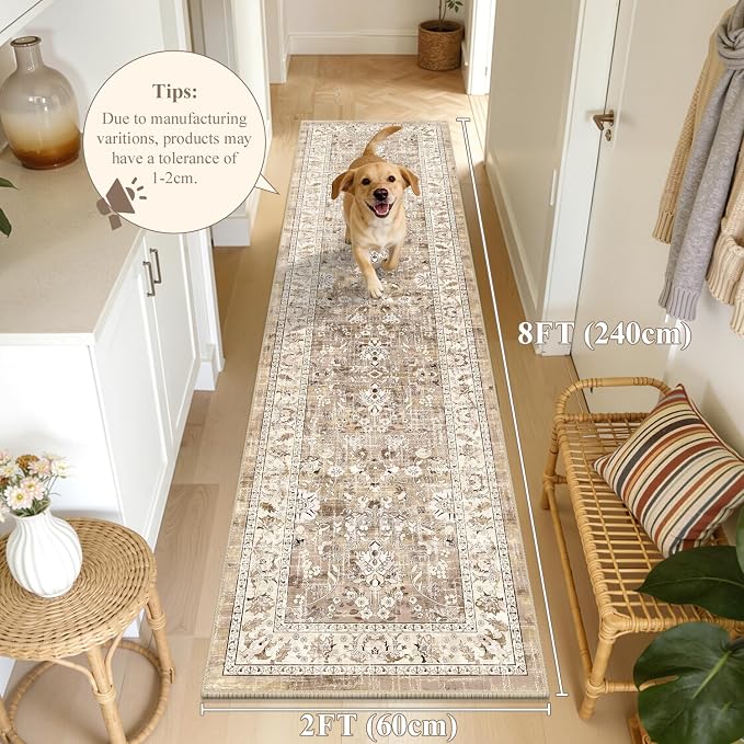 LOKHOM Washable Runner Rug, 2x8 Non-Slip Vintage Hallway Runner Rug - Image 2