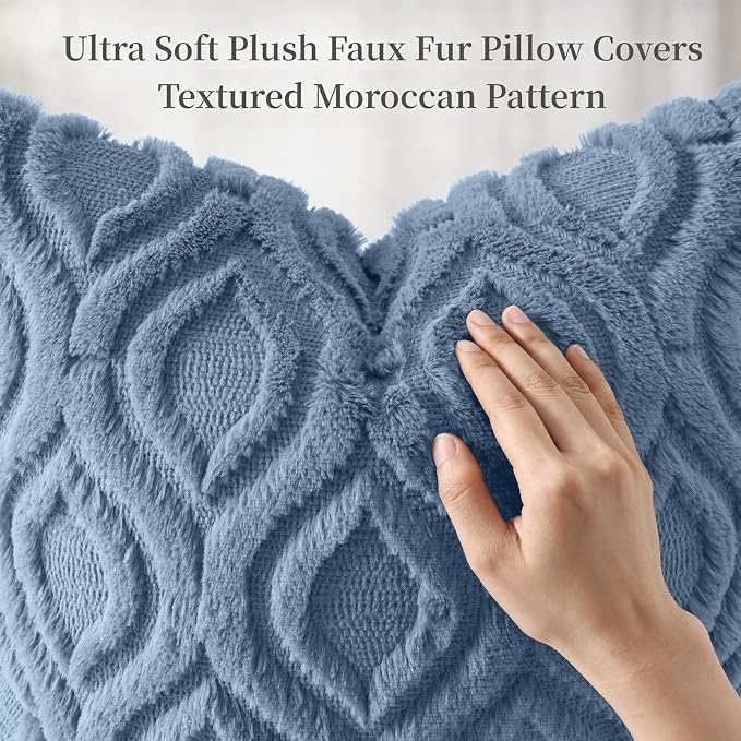 decorUhome Throw Pillow Covers 18x18 Inch Set of 2, Soft Plush Faux Wool Dusty - Image 6