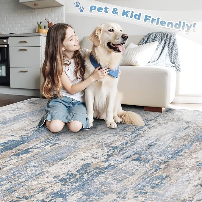pmtsns Area Rugs 10x14 Living Room: Washable Rug Modern Abstract Neutral Soft - Image 5