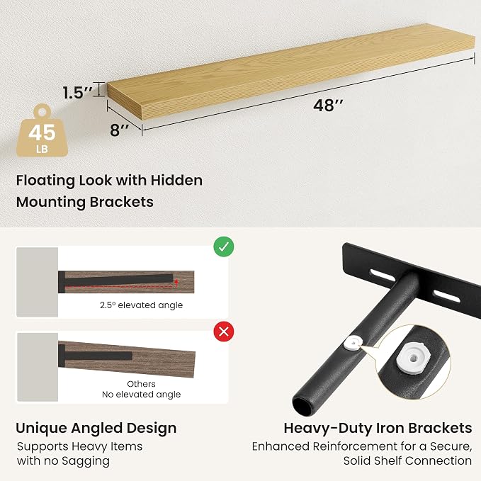Fun Memories Rustic Wood Floating Shelves - Image 3