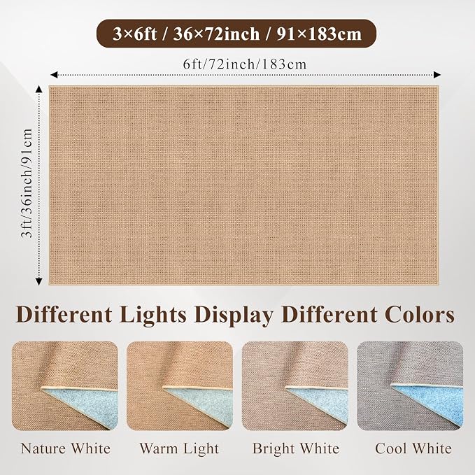 3x6 Kitchen Runner Rug Washable Non Slip: Solid Color Pattern Faux Jute Rug - Image 2