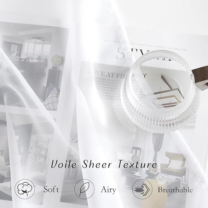 NICETOWN Voile White Sheer Curtains 84 inches Long - Image 4
