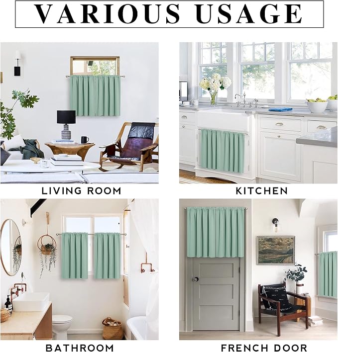 RYB HOME Cafe Blackout Curtains 24 inch Length, RV Curtains - Image 7