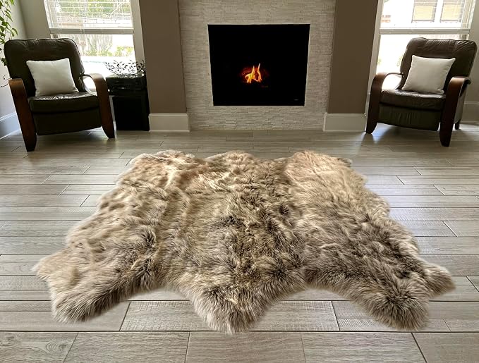Free Shape Luxury Soft Fluffy Shag Area Rug Sexto 6 Pelts 6'x6', 180x180 cm - Image 2