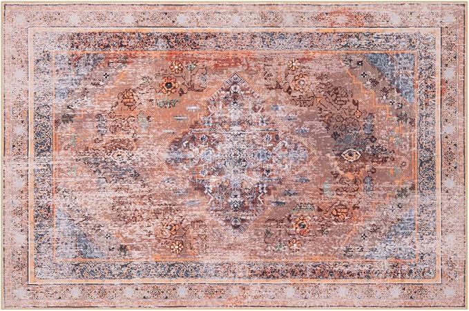 Phantoscope Washable Area Rug 4'x6' Non-Slip, Vintage Neutral Fall Rugs - Image 3