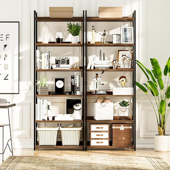 NUMENN Bookshelf, 6 Tier Bookshelves, Home Office Bookcase Shelf Storage - Image 4