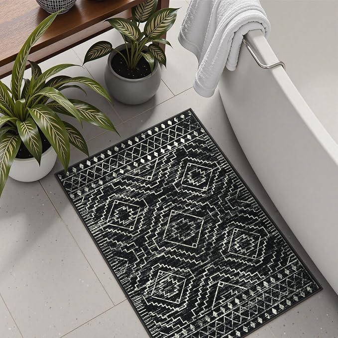 Wonnitar Moroccan Bathroom Rug, Washable 2x3 Small Bath Mat, Boho Tribal Soft - Image 4