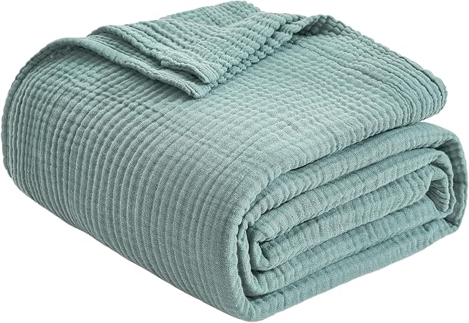EMME Cotton Throw Blanket for Couch Soft Muslin Blankets 50"x60" Lightweight by EMME