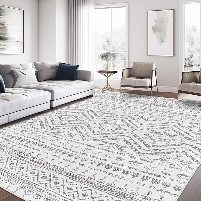 Miukiki 8x10 Area Rug for Living Room Moroccan Washable Rugs Non Slip Indoor by Miukiki
