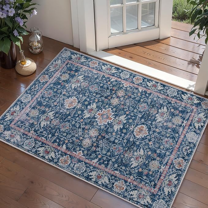 Tangsoo 2x3 Small Throw Rugs for Entryway Washable Entry Rug Non Slip, Vintage by Tangsoo