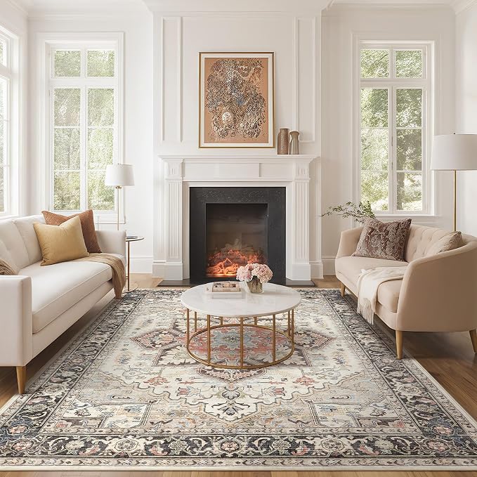 Area Rug 10x14 for Living Room, Medallion Printed Ultra-Thin Soft Large Carpet - Image 2