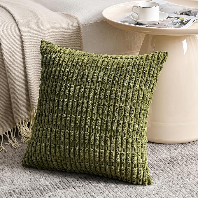Fancy Homi 4 Packs Boho Moss Green Decorative Throw Pillow Covers 16x16 Inch - Image 2