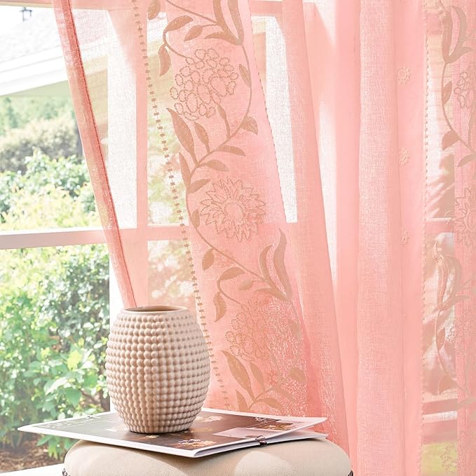 jinchan Winslow Sheer Curtains 96 Inch by JINCHAN