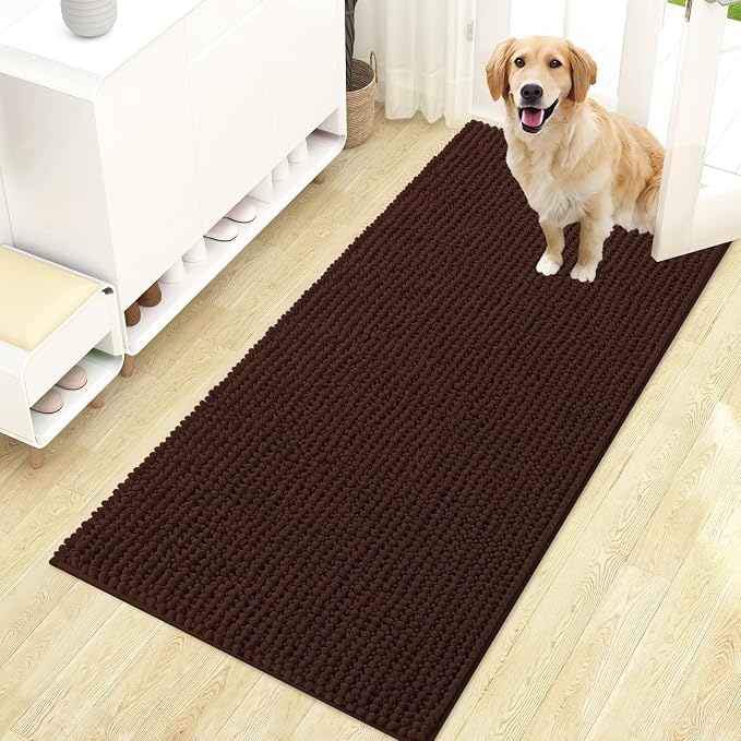 OLANLY Dog Door Mat for Muddy Paws 47x24, Ultra Absorbent Chenille Mud Doormat by OLANLY