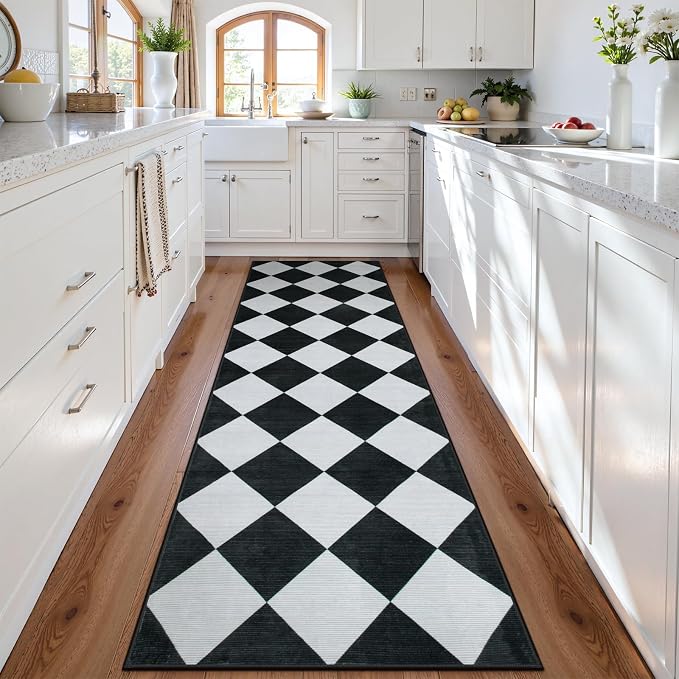 Beeiva Checkered Print Washable Rug Runners - Image 3