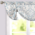 jinchan Linen Tie Up Valance for Flax Floral Drapes Vintage Farmhouse Medallion by JINCHAN