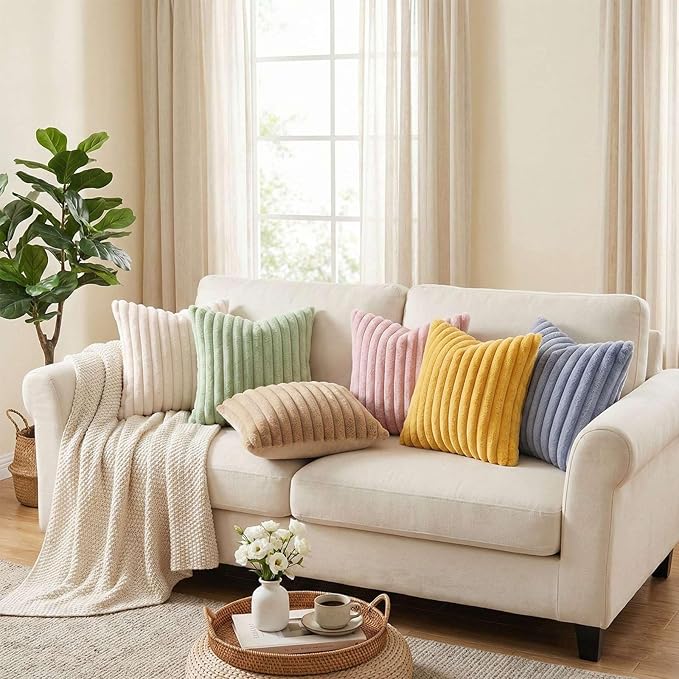 Pallene Faux Fur Plush Throw Pillow Covers 18x18 Set of 2, Luxury Soft Fluffy - Image 6