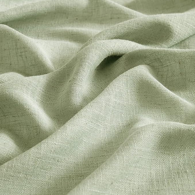 MIULEE Sage Green Linen Curtains 63 Inch Length 2 Panels - Image 4