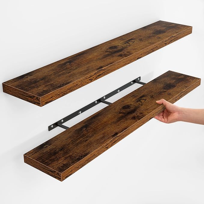 Fun Memories Floating Shelves for Wall, Rustic Wood Wall Mounted Shelves for by FunMemories
